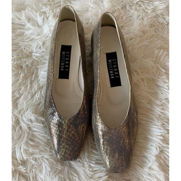 Stuart Weitzman Shoes Women’s Size 6B Leather Snakeskin Print Block Heel - Picture 2 of 6